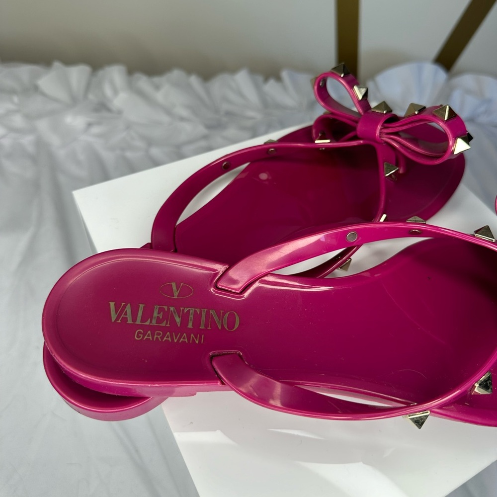 Valentino Garavani Hot Pink Stud Bow Jelly Sandals